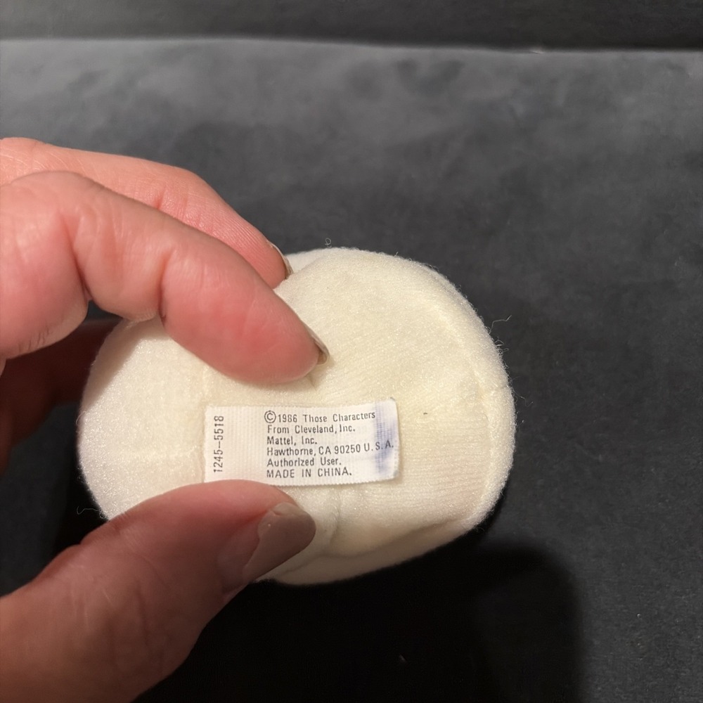 Vintage 1986 Mattel White Pocket Popple "Puffball", Poseable 3" Mini Plush #1247 - Picture 9 of 10